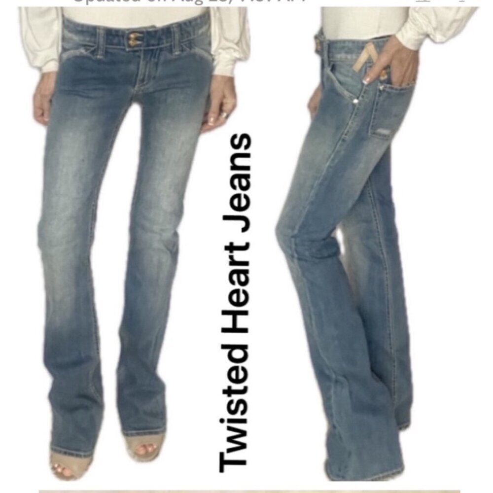 Twisted Heart Jeans  vintage 25w boot cut slim fit faded light blue excellent
